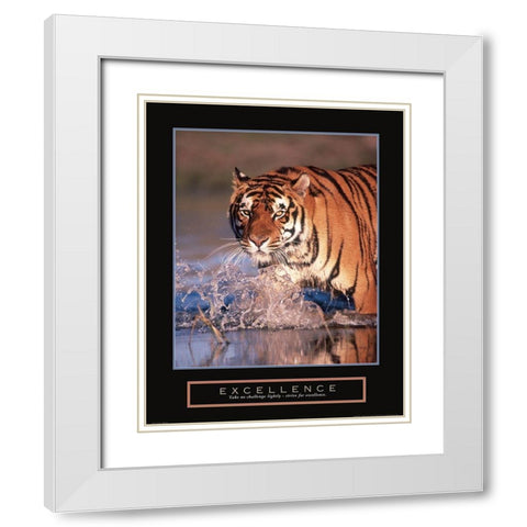 Excellence - Tiger White Modern Wood Framed Art Print with Double Matting by Frontline