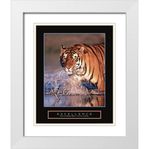 Excellence - Tiger White Modern Wood Framed Art Print with Double Matting by Frontline