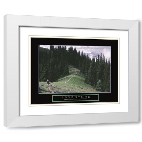Adventure - Hiking White Modern Wood Framed Art Print with Double Matting by Frontline