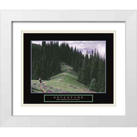 Adventure - Hiking White Modern Wood Framed Art Print with Double Matting by Frontline