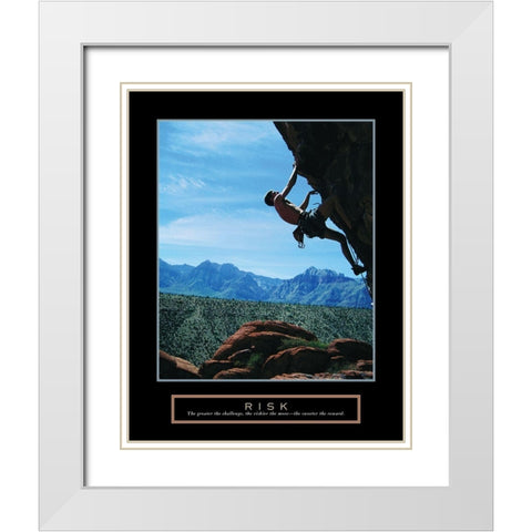 Risk - Climber White Modern Wood Framed Art Print with Double Matting by Frontline