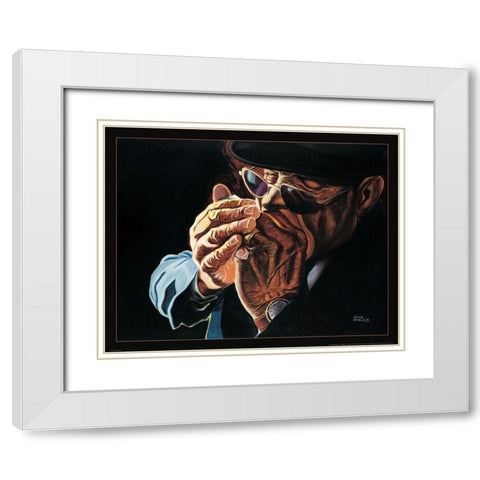 Jazz Blowin Blues White Modern Wood Framed Art Print with Double Matting by Frontline