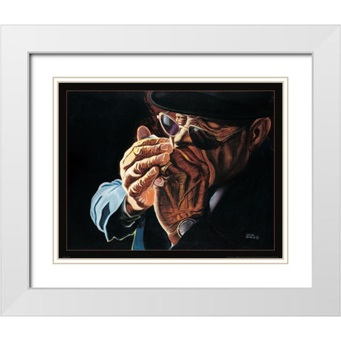Jazz Blowin Blues White Modern Wood Framed Art Print with Double Matting by Frontline