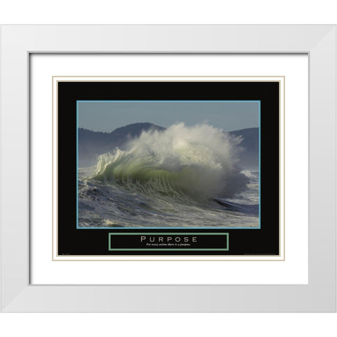 Purpose - Crashing Wave White Modern Wood Framed Art Print with Double Matting by Frontline