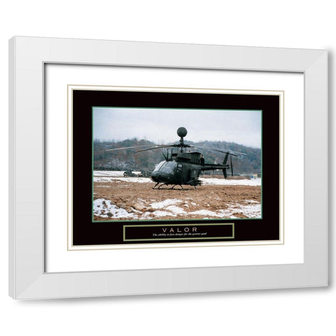 Valor - Helicopter White Modern Wood Framed Art Print with Double Matting by Frontline