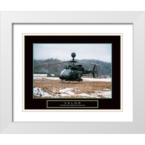 Valor - Helicopter White Modern Wood Framed Art Print with Double Matting by Frontline