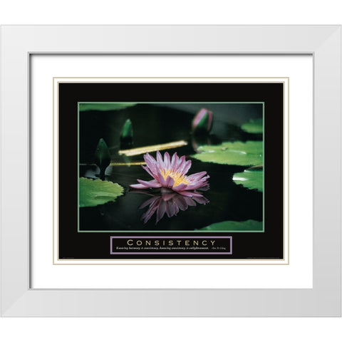 Consistency - Pond Flower White Modern Wood Framed Art Print with Double Matting by Frontline