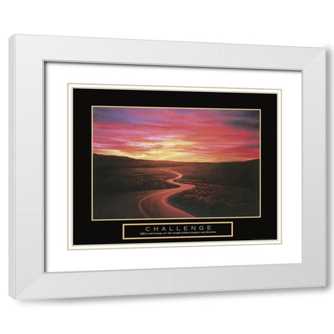 Challenge - Winding Road White Modern Wood Framed Art Print with Double Matting by Frontline