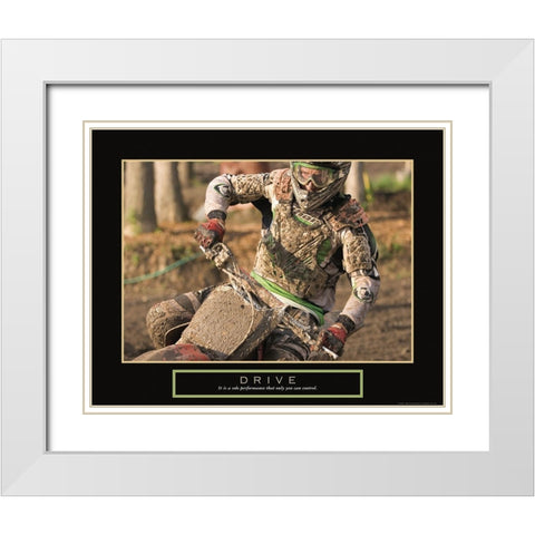 Drive - Motocross White Modern Wood Framed Art Print with Double Matting by Frontline