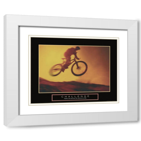 Challenge - Dirt Biker White Modern Wood Framed Art Print with Double Matting by Frontline