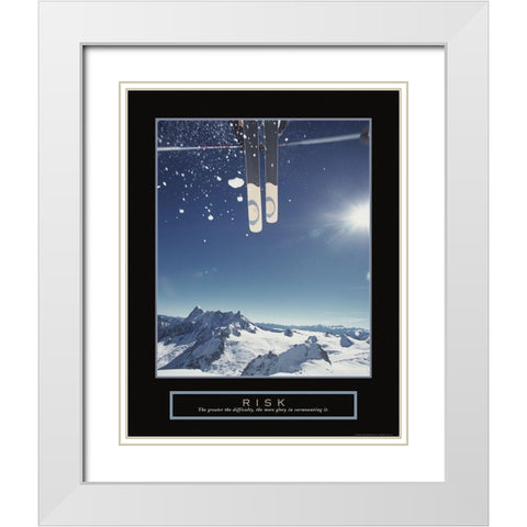Risk - Ski Jump White Modern Wood Framed Art Print with Double Matting by Frontline