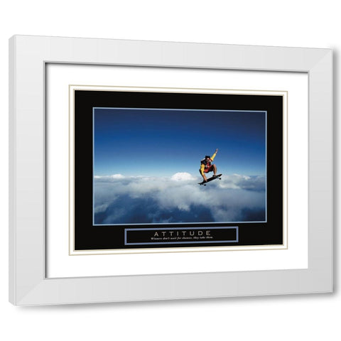 Attitude - Skateboarder White Modern Wood Framed Art Print with Double Matting by Frontline