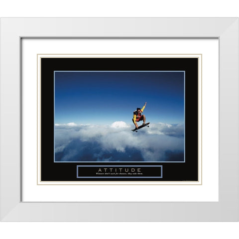 Attitude - Skateboarder White Modern Wood Framed Art Print with Double Matting by Frontline