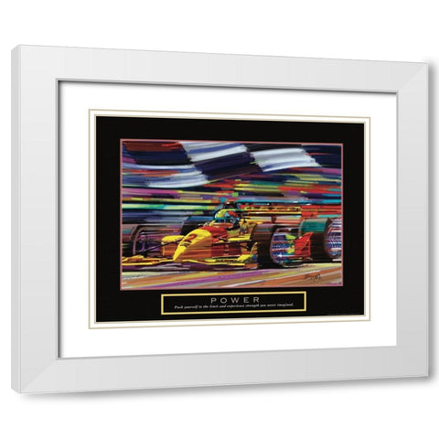 Power - Race Car White Modern Wood Framed Art Print with Double Matting by Frontline