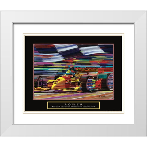 Power - Race Car White Modern Wood Framed Art Print with Double Matting by Frontline