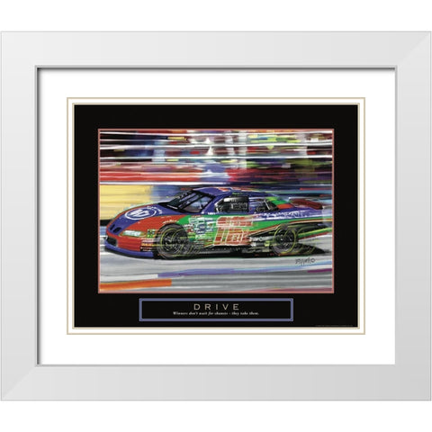Drive - Race Car White Modern Wood Framed Art Print with Double Matting by Frontline