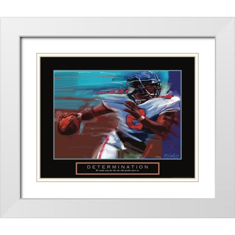 Determination - Football White Modern Wood Framed Art Print with Double Matting by Frontline