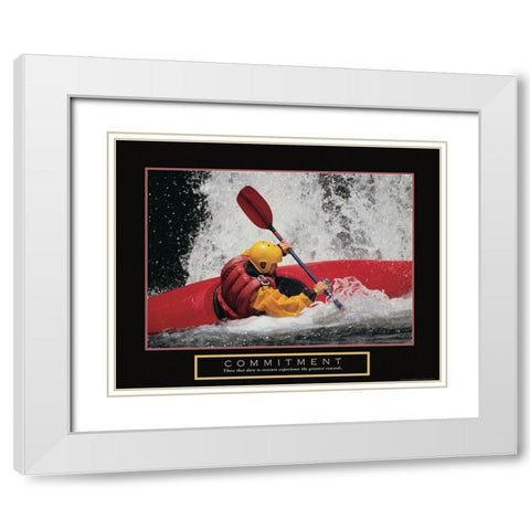Commitment - Kayaker White Modern Wood Framed Art Print with Double Matting by Frontline