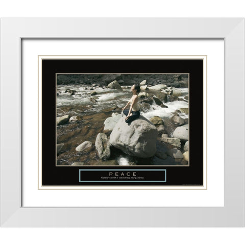 Peace - Yoga White Modern Wood Framed Art Print with Double Matting by Frontline