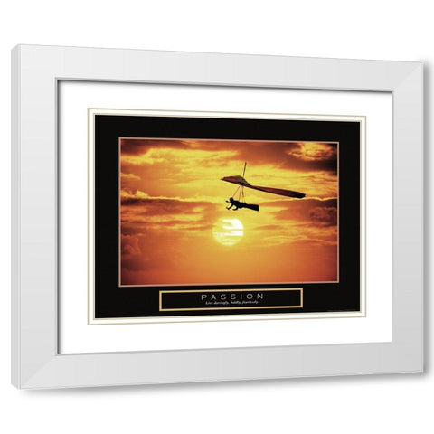 Passion - Hang Glider White Modern Wood Framed Art Print with Double Matting by Frontline