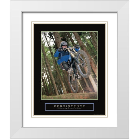 Persistence - Dirt Bike White Modern Wood Framed Art Print with Double Matting by Frontline