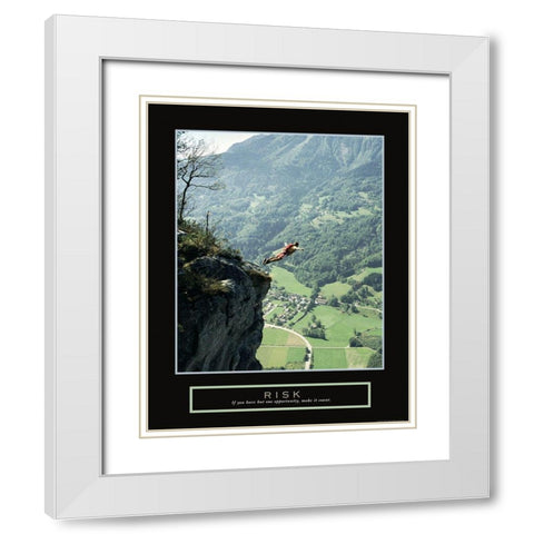 Risk - Parachuter White Modern Wood Framed Art Print with Double Matting by Frontline