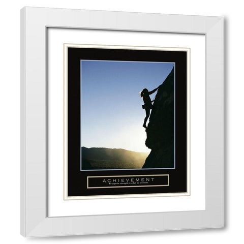 Achievement - Female Climber White Modern Wood Framed Art Print with Double Matting by Frontline