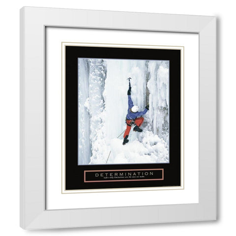 Determination - Ice Climber White Modern Wood Framed Art Print with Double Matting by Frontline