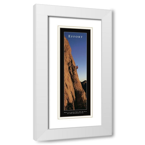 Effort - Rock Climber White Modern Wood Framed Art Print with Double Matting by Frontline