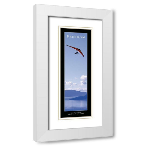 Freedom - Hang Glider White Modern Wood Framed Art Print with Double Matting by Frontline