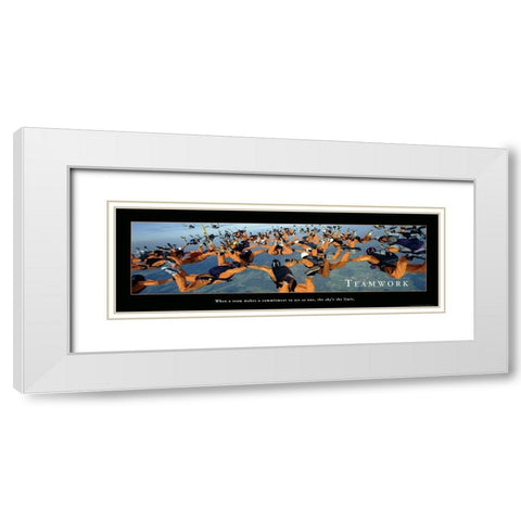 Teamwork - Skydivers White Modern Wood Framed Art Print with Double Matting by Frontline