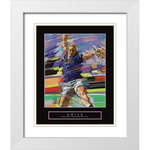 Drive - Softball White Modern Wood Framed Art Print with Double Matting by Frontline