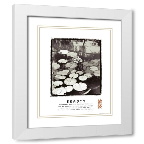 Beauty - Lillypad White Modern Wood Framed Art Print with Double Matting by Frontline