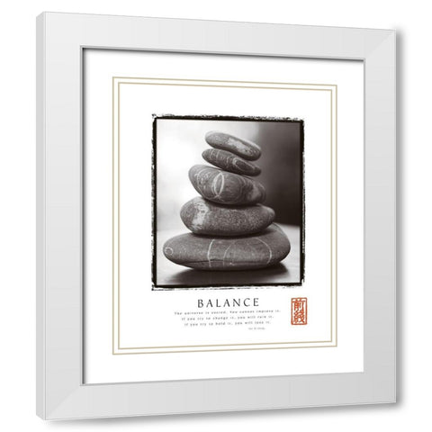 Balance - Rocks White Modern Wood Framed Art Print with Double Matting by Frontline