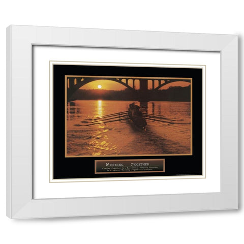 Working Together - Sculling White Modern Wood Framed Art Print with Double Matting by Frontline