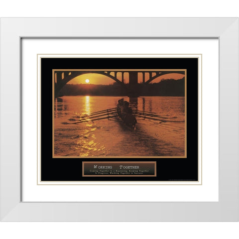 Working Together - Sculling White Modern Wood Framed Art Print with Double Matting by Frontline