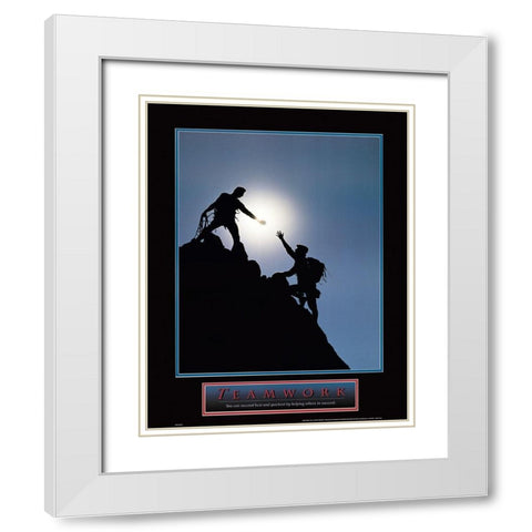Teamwork - Climbers White Modern Wood Framed Art Print with Double Matting by Unknown