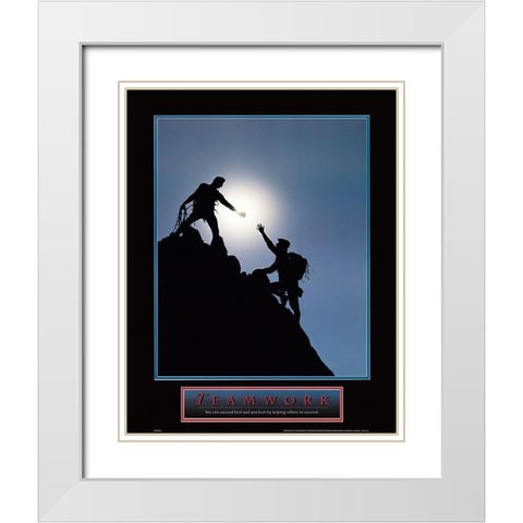 Teamwork - Climbers White Modern Wood Framed Art Print with Double Matting by Unknown