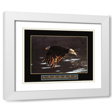 Leaders - Eagle White Modern Wood Framed Art Print with Double Matting by Frontline