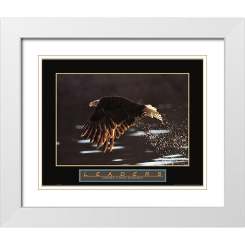 Leaders - Eagle White Modern Wood Framed Art Print with Double Matting by Frontline