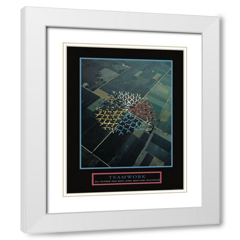 Teamwork - Skydivers White Modern Wood Framed Art Print with Double Matting by Frontline