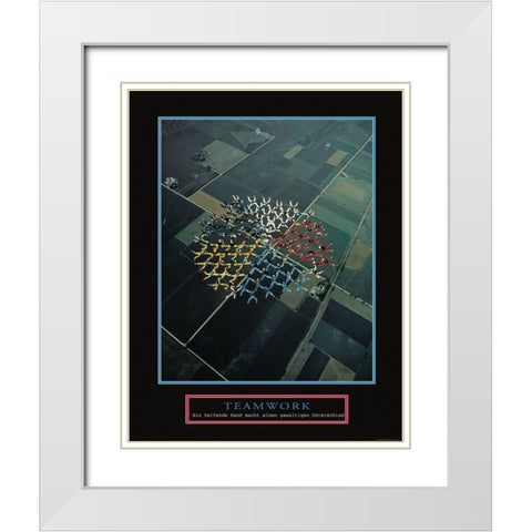 Teamwork - Skydivers White Modern Wood Framed Art Print with Double Matting by Frontline