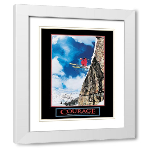 Ski - Courage White Modern Wood Framed Art Print with Double Matting by Unknown