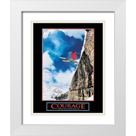 Ski - Courage White Modern Wood Framed Art Print with Double Matting by Unknown