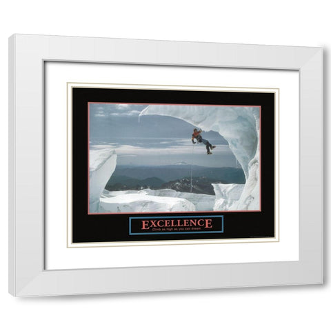 Excellence - Ice Climber White Modern Wood Framed Art Print with Double Matting by Frontline