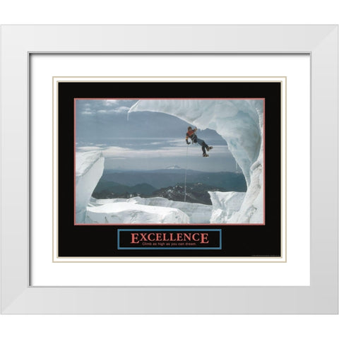 Excellence - Ice Climber White Modern Wood Framed Art Print with Double Matting by Frontline