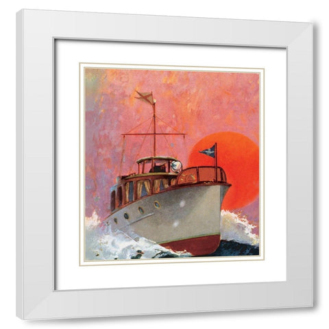 Motor Boating I White Modern Wood Framed Art Print with Double Matting by Unknown