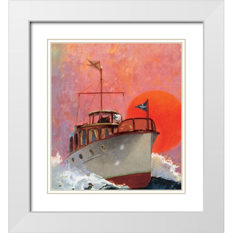 Motor Boating I White Modern Wood Framed Art Print with Double Matting by Unknown