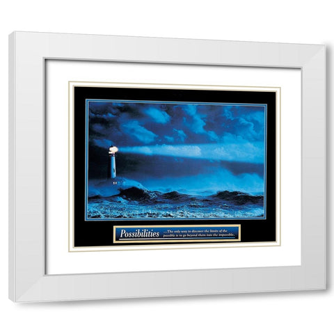 Lighthouse - Possibilities White Modern Wood Framed Art Print with Double Matting by Unknown