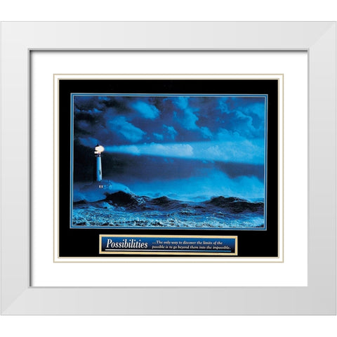 Lighthouse - Possibilities White Modern Wood Framed Art Print with Double Matting by Unknown